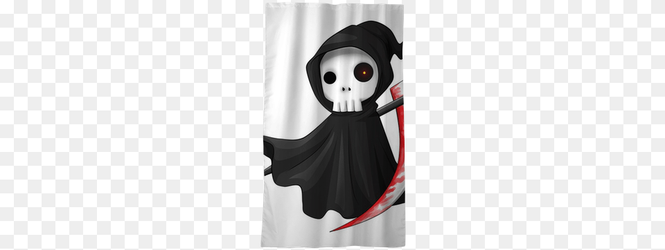 Cute Cartoon Grim Reaper With Scythe Isolated On White Death, Fashion, Adult, Female, Person Png
