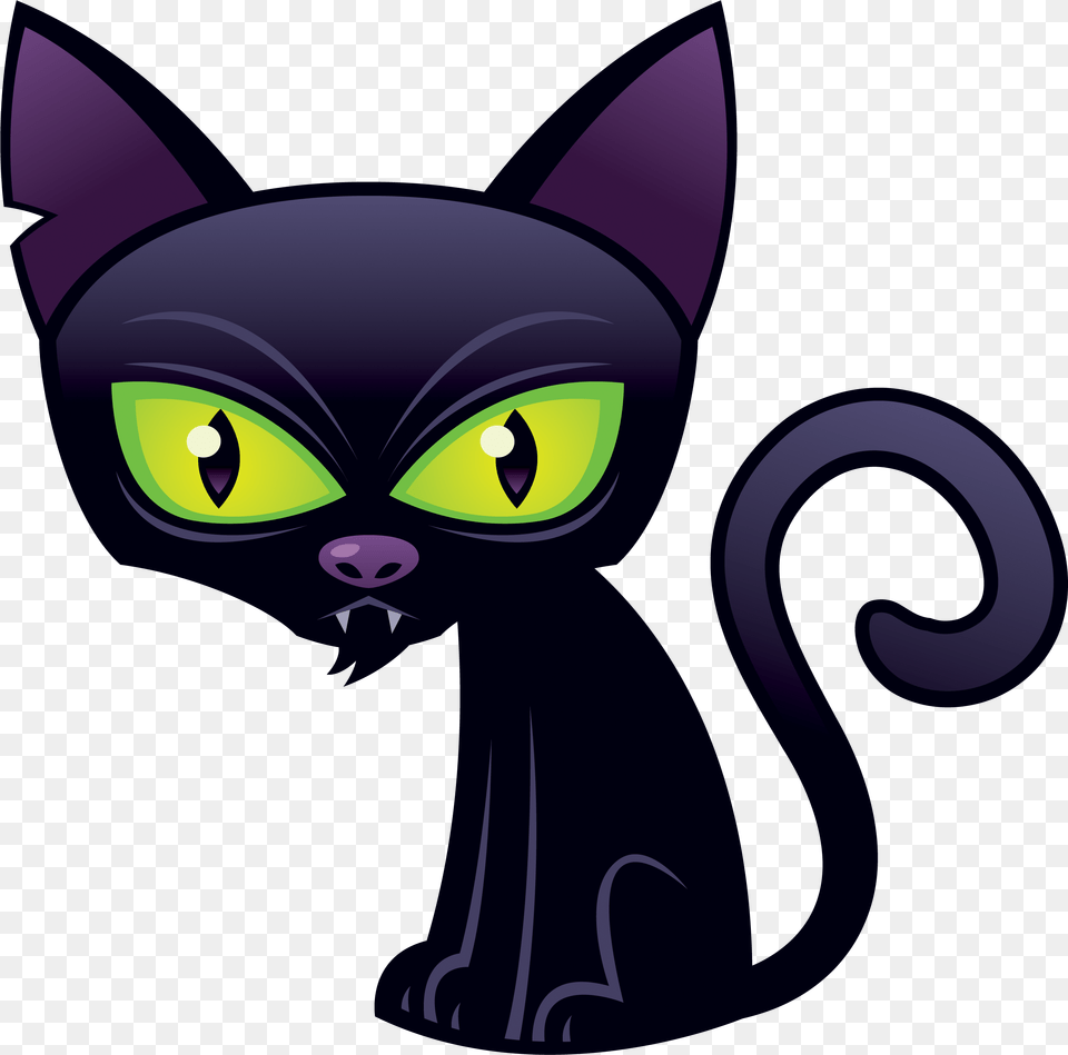 Cute Cartoon Halloween Black Cat, Animal, Mammal, Pet, Black Cat Free Png Download