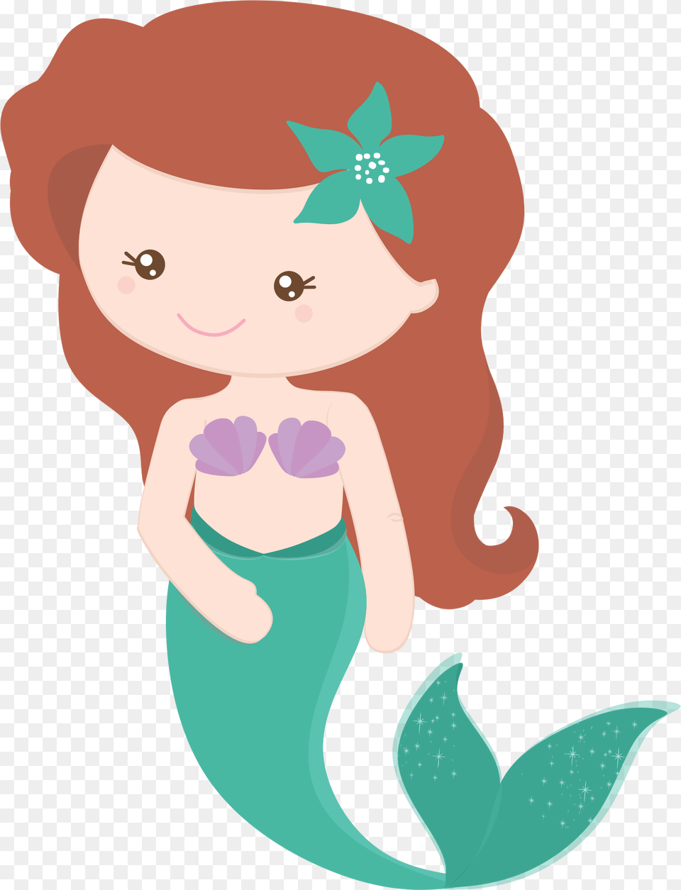Cute Cartoon Mermaid Clip Art, Baby, Person, Face, Head Free Png Download