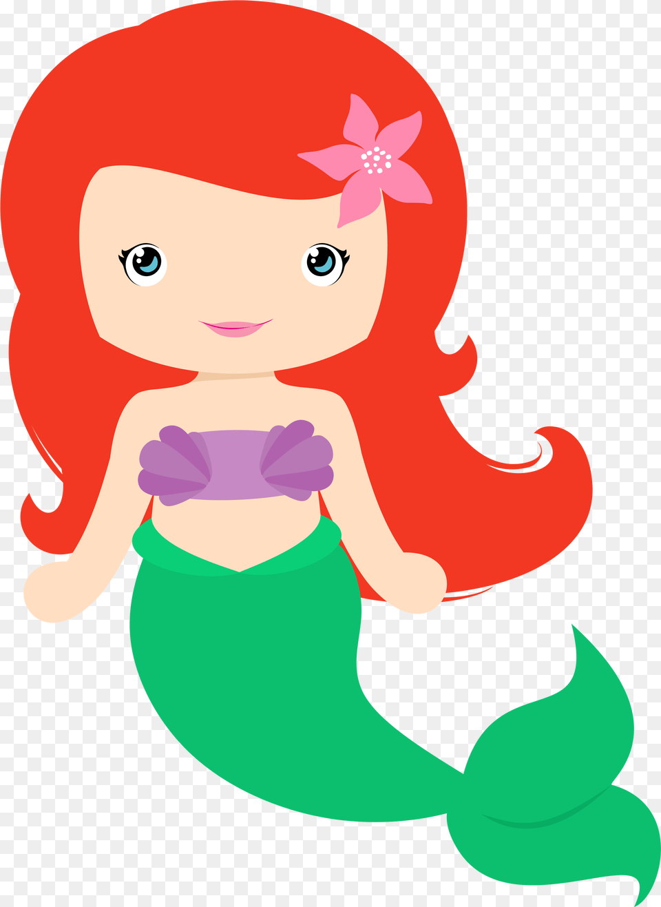 Cute Cartoon Mermaid Clipart Throughout Mermaid Clip Art, Baby, Person, Face, Head Png