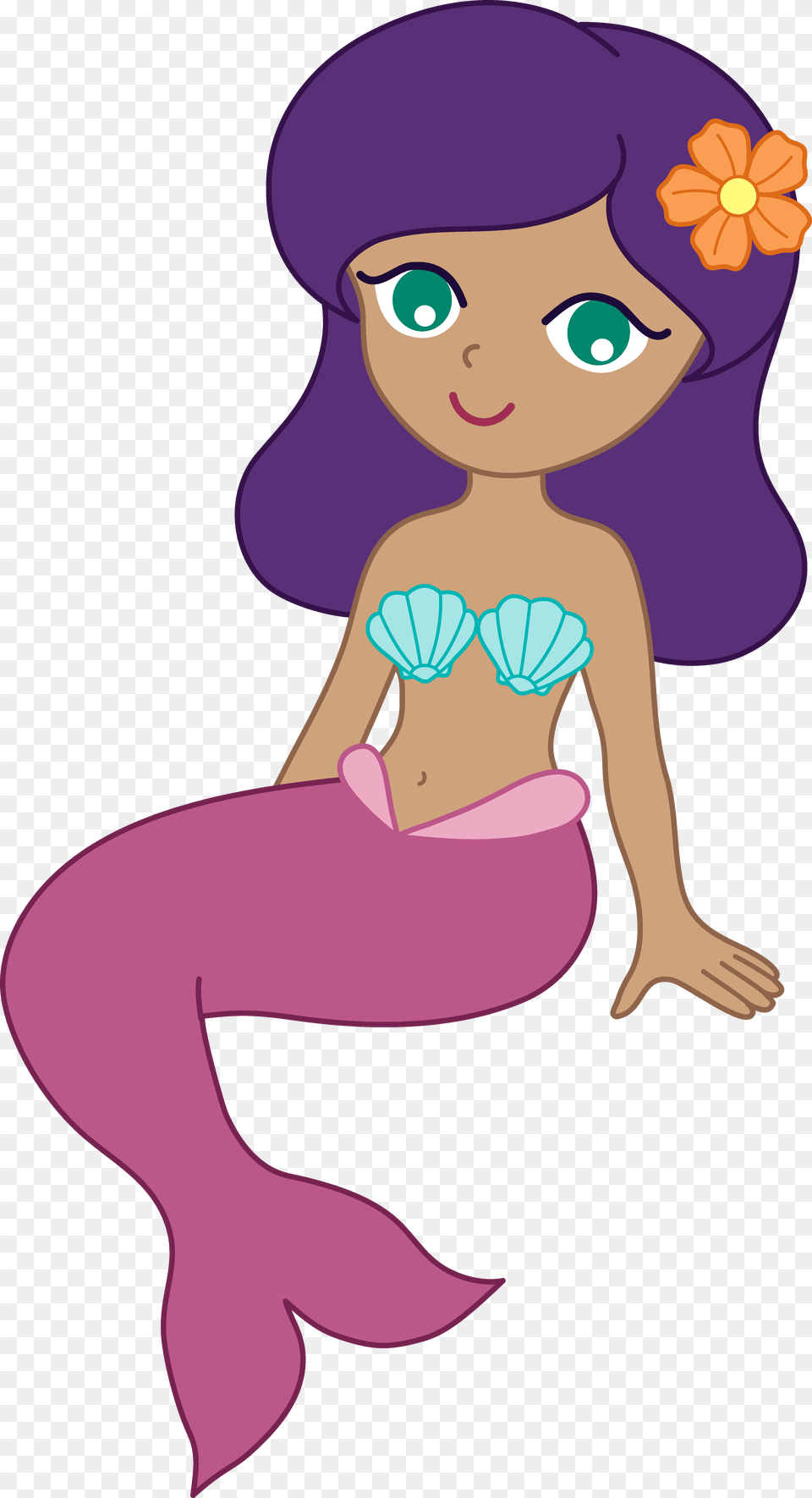 Cute Cartoon Mermaid Clipart Throughout Mermaid Clip Art, Purple, Baby, Person, Book Free Transparent Png