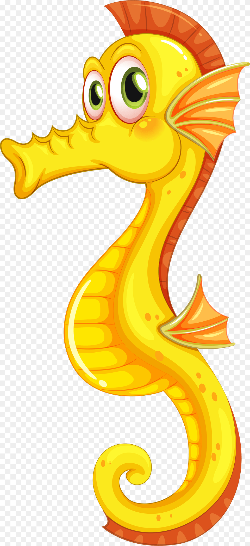 Cute Cartoon Yellow Seahorse, Animal, Sea Life, Mammal, Dynamite Png