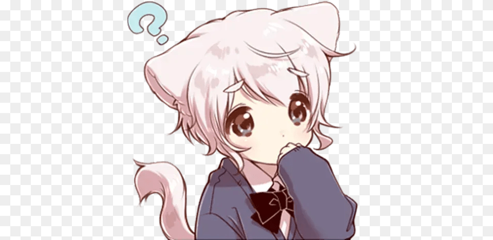 Cute Cat Ear Boy Whatsapp Stickers Stickers Cloud Cute Anime Boy Cat Ears, Publication, Book, Comics, Adult Free Png