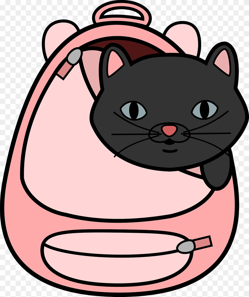 Cute Cat In Bag Clipart, Accessories, Handbag, Ammunition, Grenade Png Image