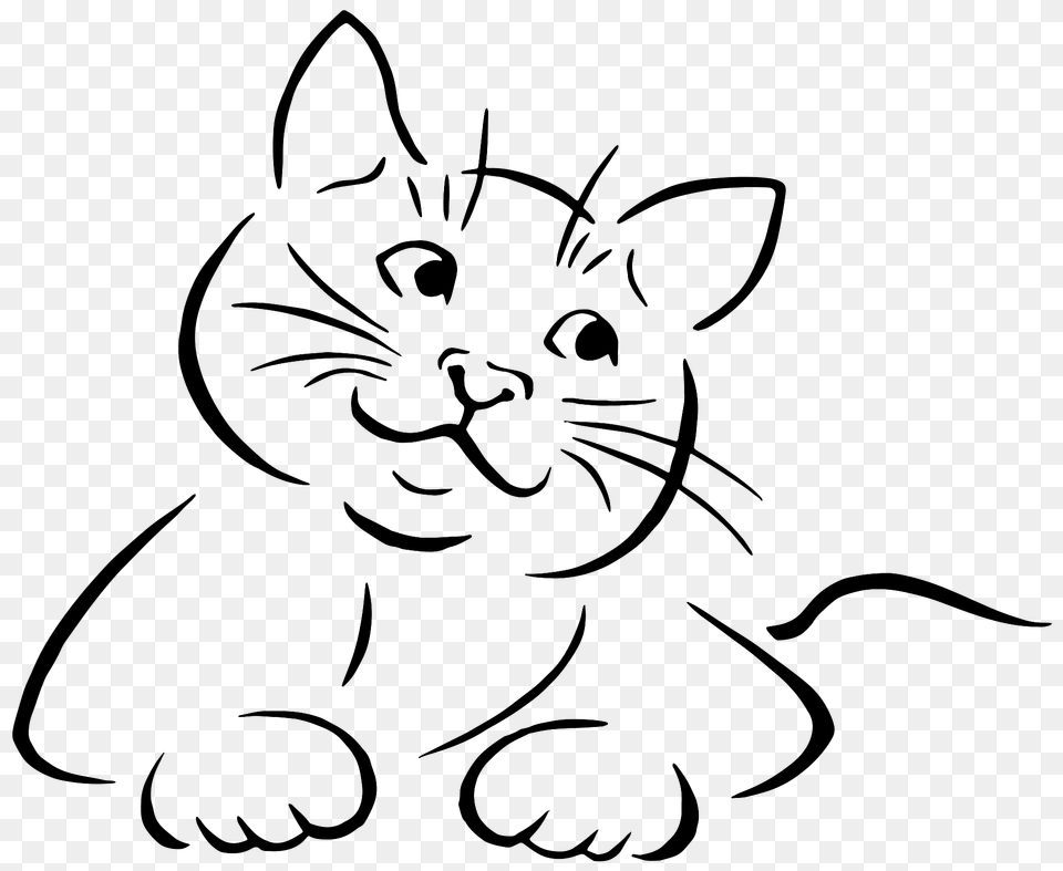 Cute Cat Outline Clipart, Art, Baby, Person, Animal Free Png
