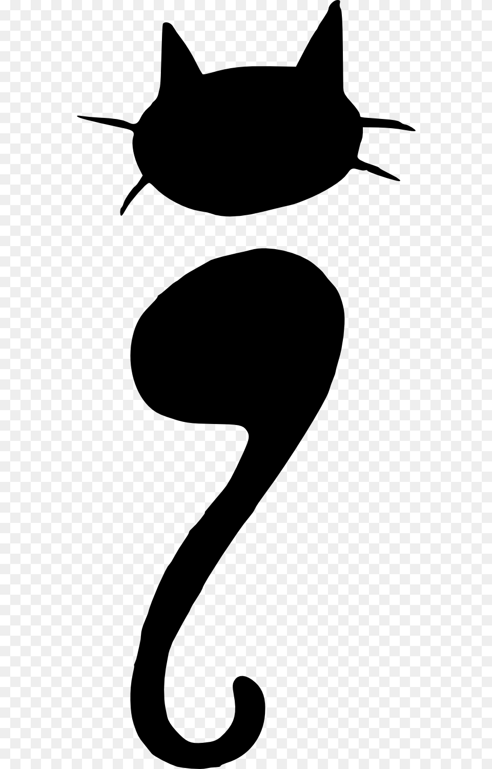 Cute Cat Silhouette, Stencil, Animal, Fish, Sea Life Png