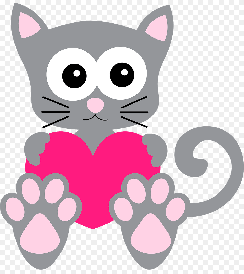 Cute Cat With Heart Clipart, Art, Graphics, Animal, Bear Free Png Download