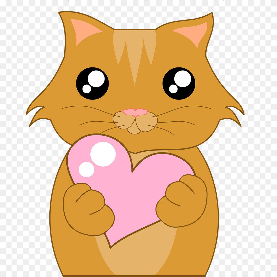Cute Cat With Heart Clipart, Animal, Pet, Mammal Png