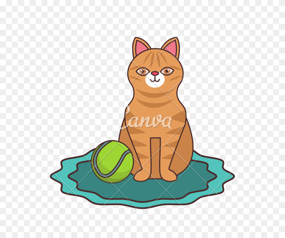 Cute Cat With Tennis Ball, Sport, Tennis Ball, Animal, Mammal Free Png Download