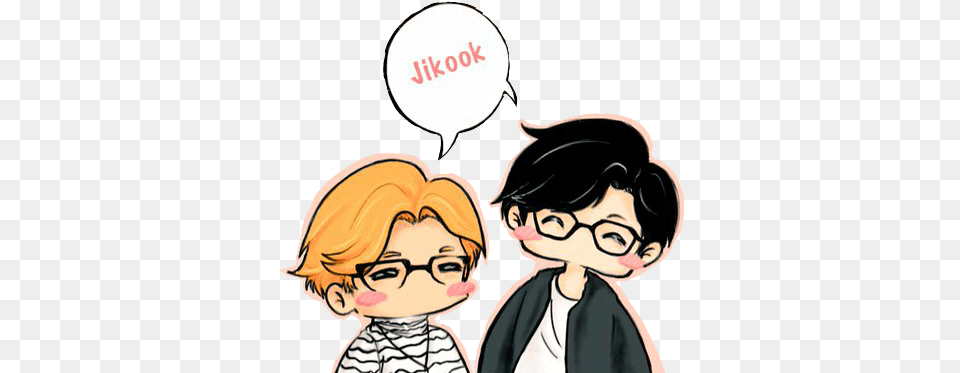 Cute Chibi Bts Jikook Jimin Jungkook Freetouse Bang Chibi, Balloon, Book, Comics, Publication Free Png Download