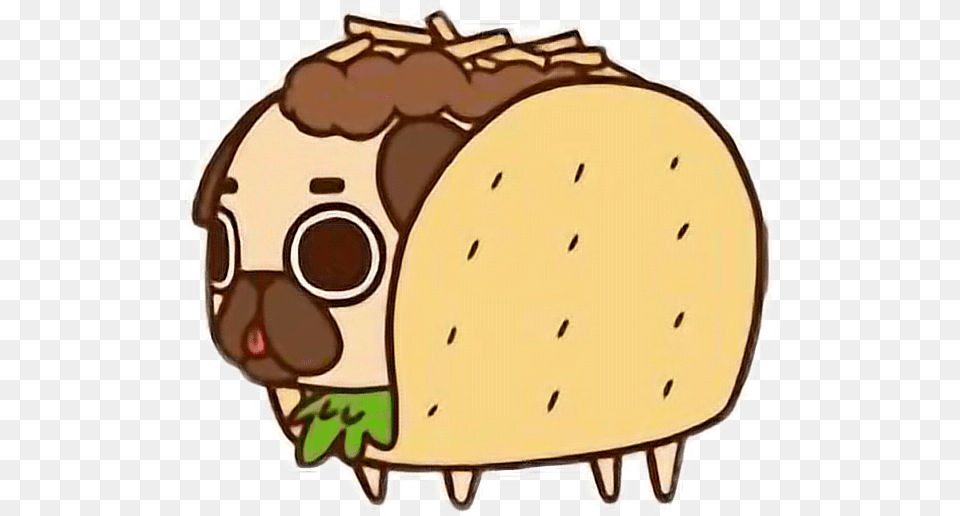 Cute Chibi Food Tacofreetoedit Kawaii Pug, Bread Free Png