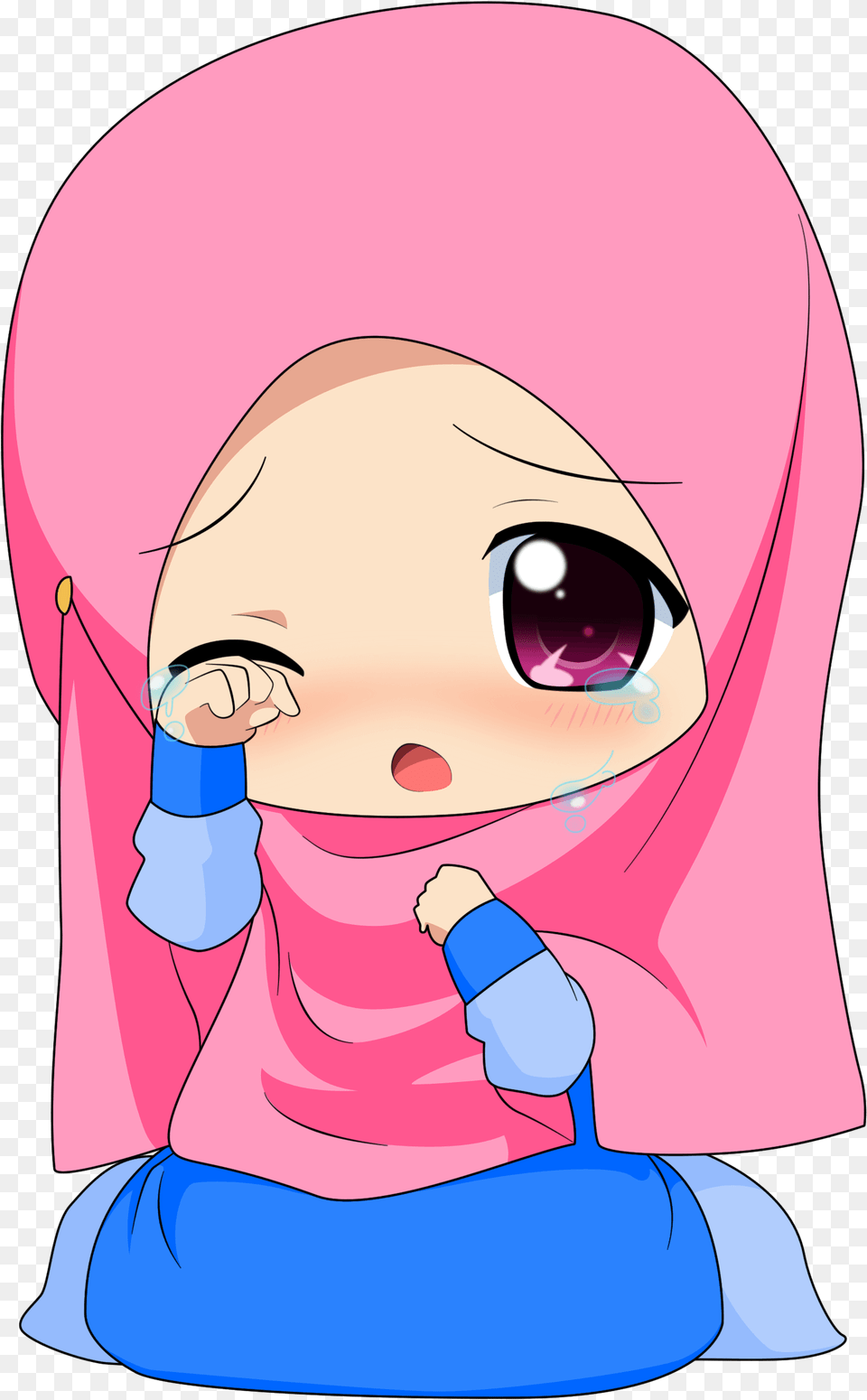 Cute Chibi Muslimah Cartoon, Baby, Person, Book, Comics Free Png Download