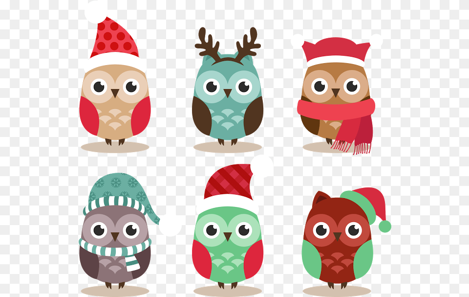 Cute Christmas Christmas Icons Christmas Owls Cute Christmas Clipart Animals, Toy, Plush, Elf, Person Free Transparent Png