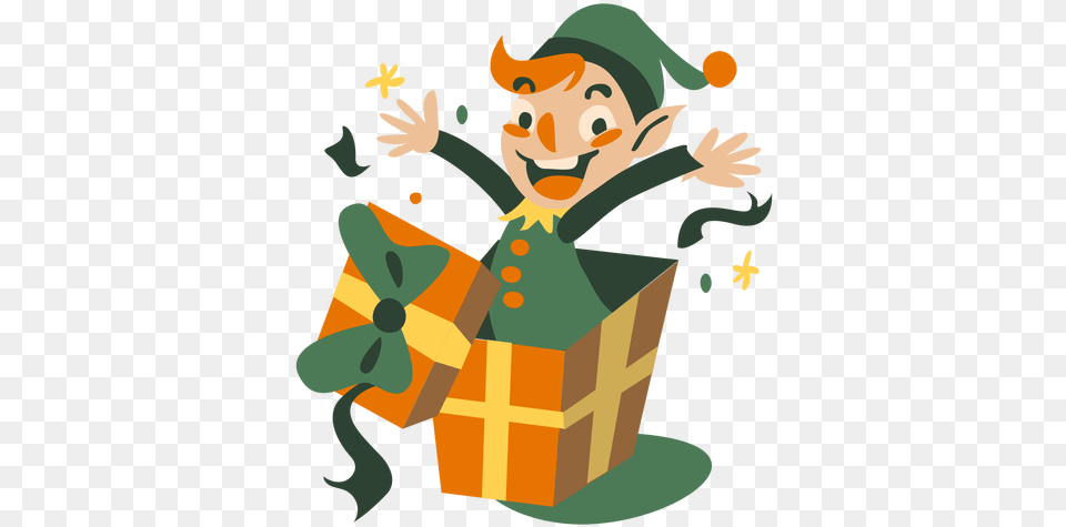 Cute Christmas Elf Jump Out Box U0026 Svg Illustration, Baby, Person, Face, Head Free Transparent Png