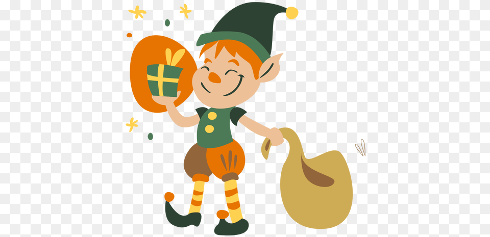 Cute Christmas Elf Present Transparent U0026 Svg Vector File Cartoon, Face, Head, Person, Baby Free Png Download