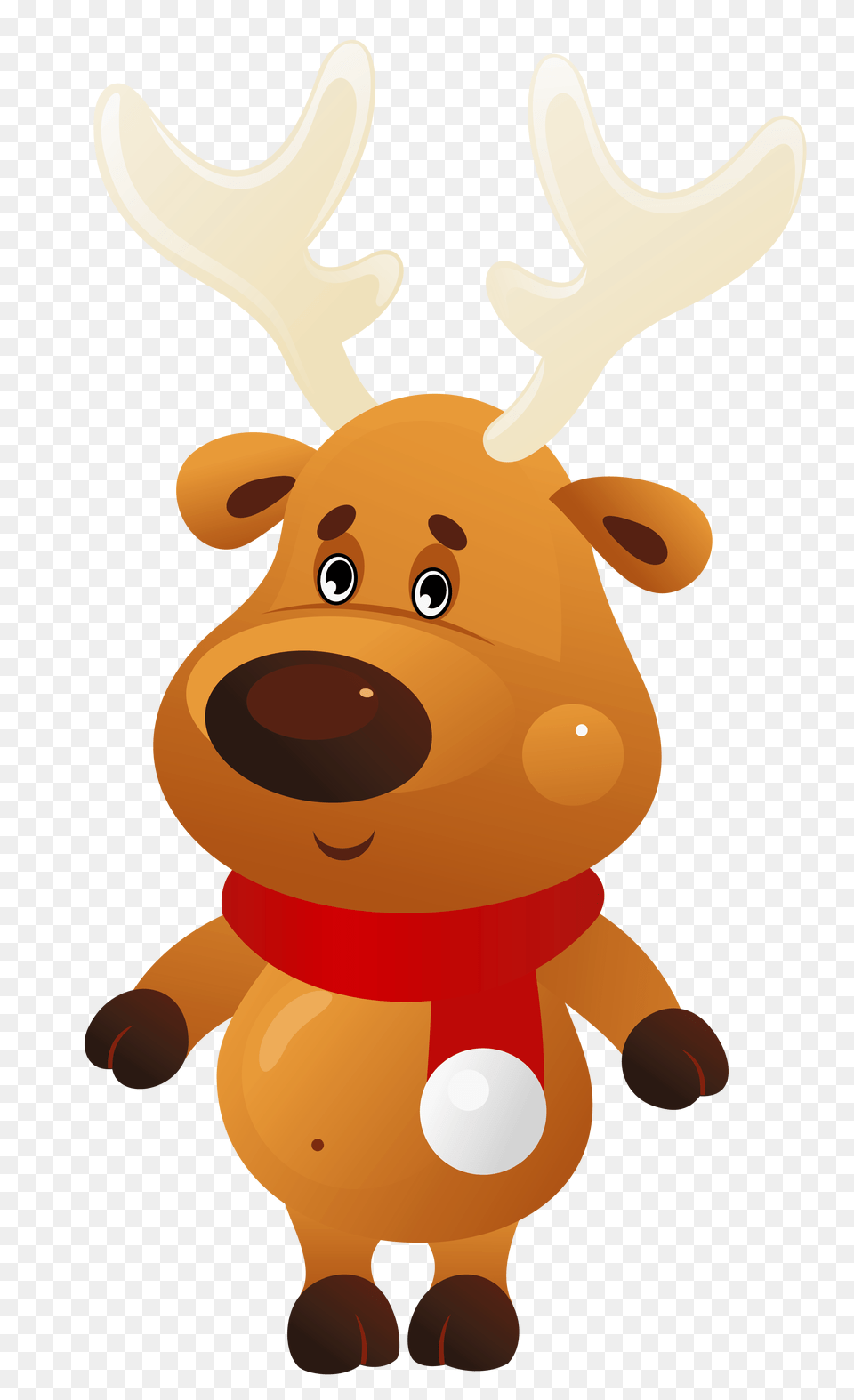 Cute Christmas Reindeer With Red Scarf Christmas Reindeer Clipart, Plush, Toy, Wildlife, Snowman Png