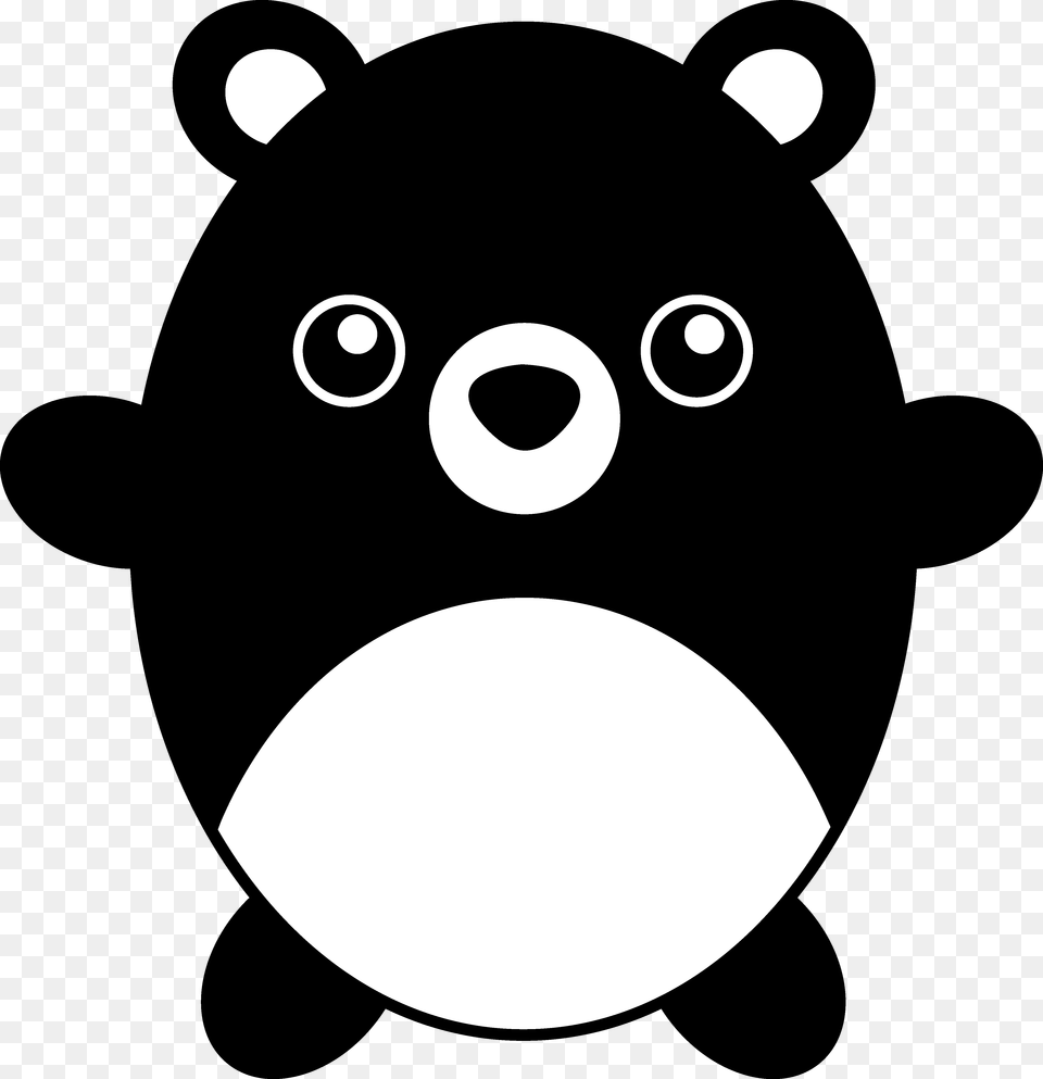 Cute Chubby Black Teddy Bear Black Bear Cute Clipart, Stencil, Silhouette Free Png Download