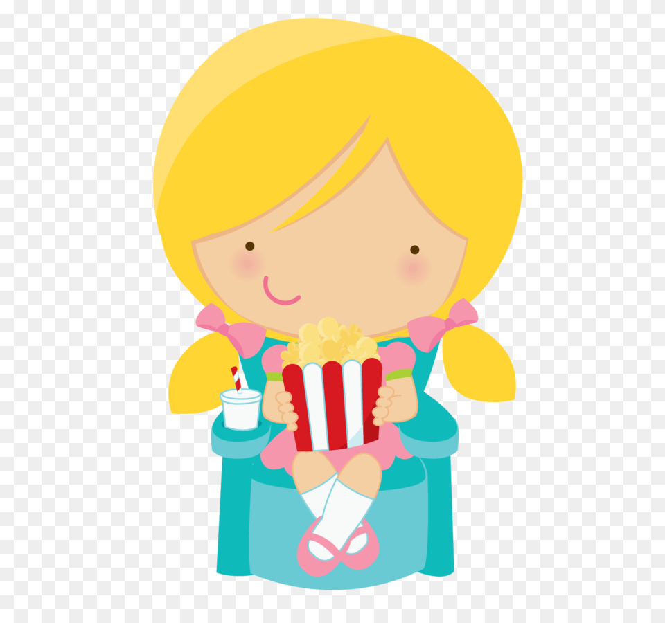 Cute Clipart Girl Eating Popcorn Minus, Baby, Person, Cream, Dessert Free Transparent Png