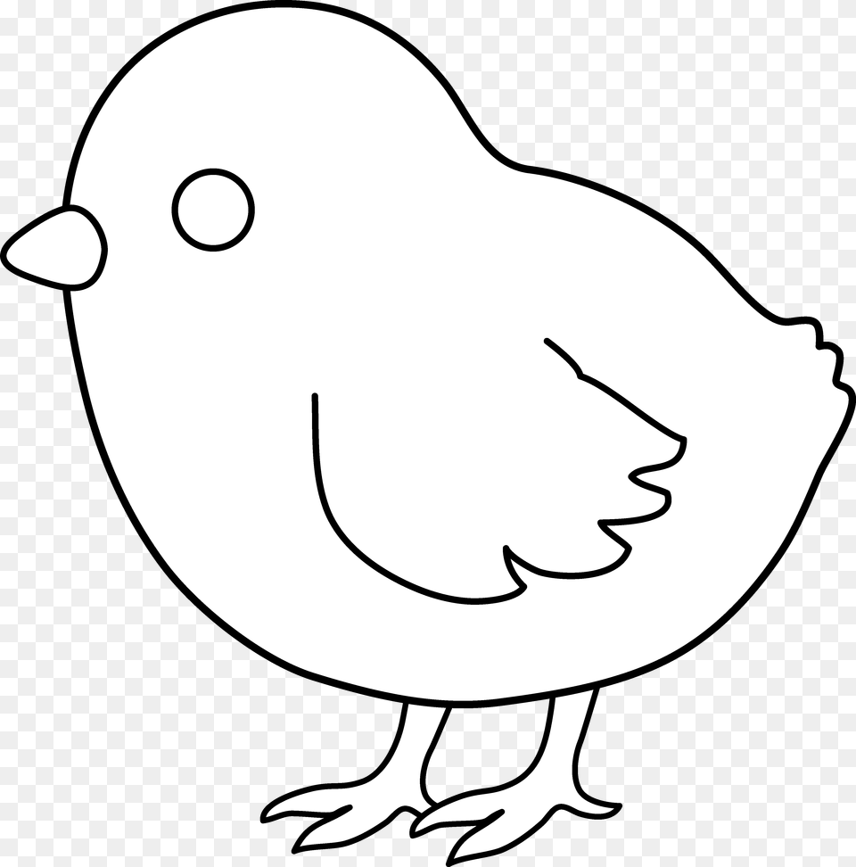 Cute Colorable Baby Chick Chicken Cartoon Clipart Black And White, Animal, Bird Free Png