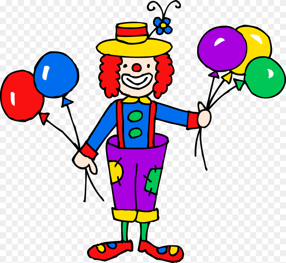 Cute Colorful Clown Clipart Clown Clip Art, Baby, Person, Balloon, Performer Free Png