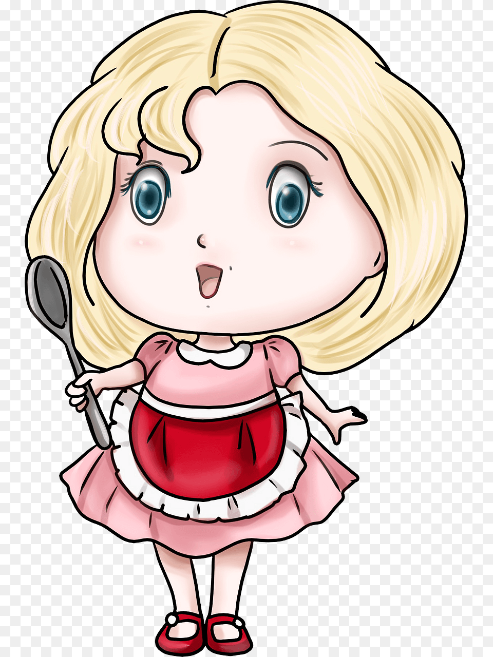 Cute Cooking Girl Clipart, Book, Comics, Publication, Baby Png
