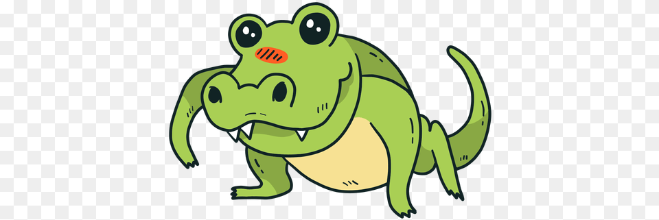 Cute Crocodile Alligator Fang Tail Flat Cartoon, Green, Animal, Bear, Mammal Free Png