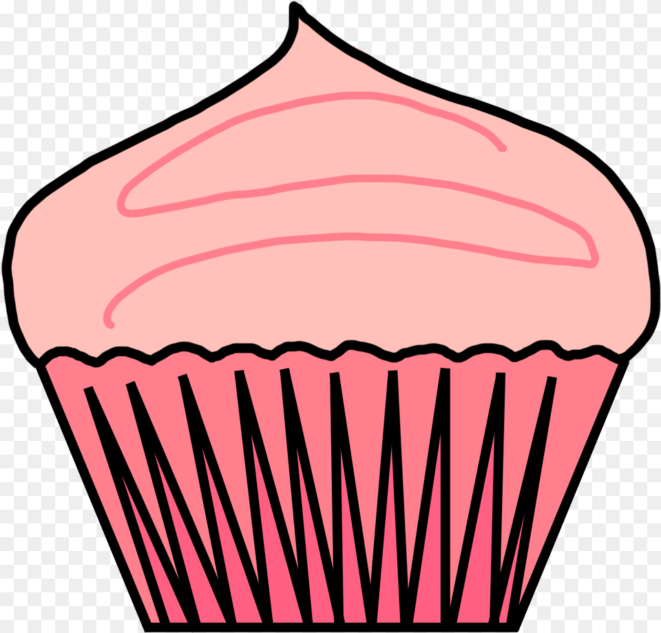 Cute Cupcake Black And White Clipart Outline Cupcake Clipart, Cake, Cream, Dessert, Food Free Transparent Png