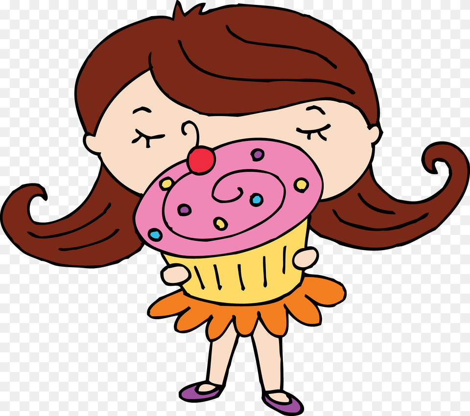 Cute Cupcake Girl Clip Art, Cake, Cream, Dessert, Food Free Transparent Png