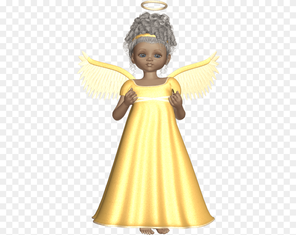 Cute D Angel With Angels In Yellow Dress, Doll, Toy, Baby, Person Free Transparent Png