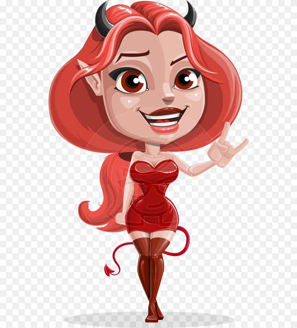 Cute Devil Girl Vector Cartoon Character Aka Sophia Girl Devil Cartoon, Baby, Person, Face, Head Free Png