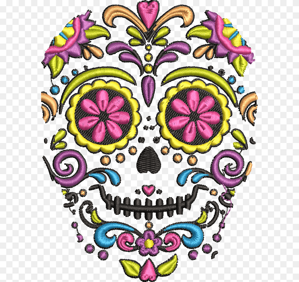 Cute Dia De Los Muertos Clipart, Embroidery, Pattern, Plant, Art Free Transparent Png