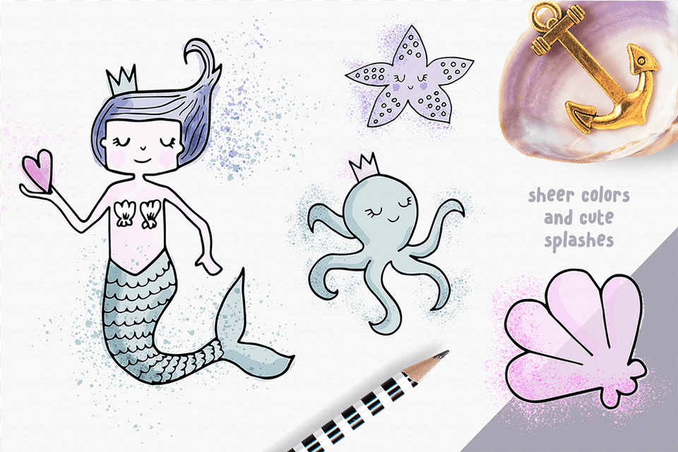 Cute Digital Watercolor Mermaid Watercolor Painting, Electronics, Hardware, Baby, Person Free Png Download