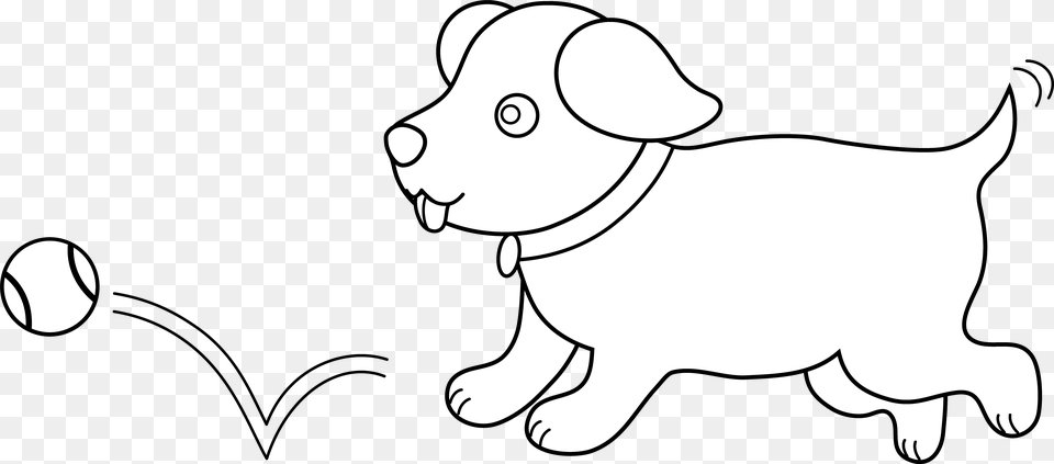 Cute Dog Clipart Black And White Dog Playing Fetch Clip Art Black And White, Animal, Puppy, Pet, Mammal Free Transparent Png