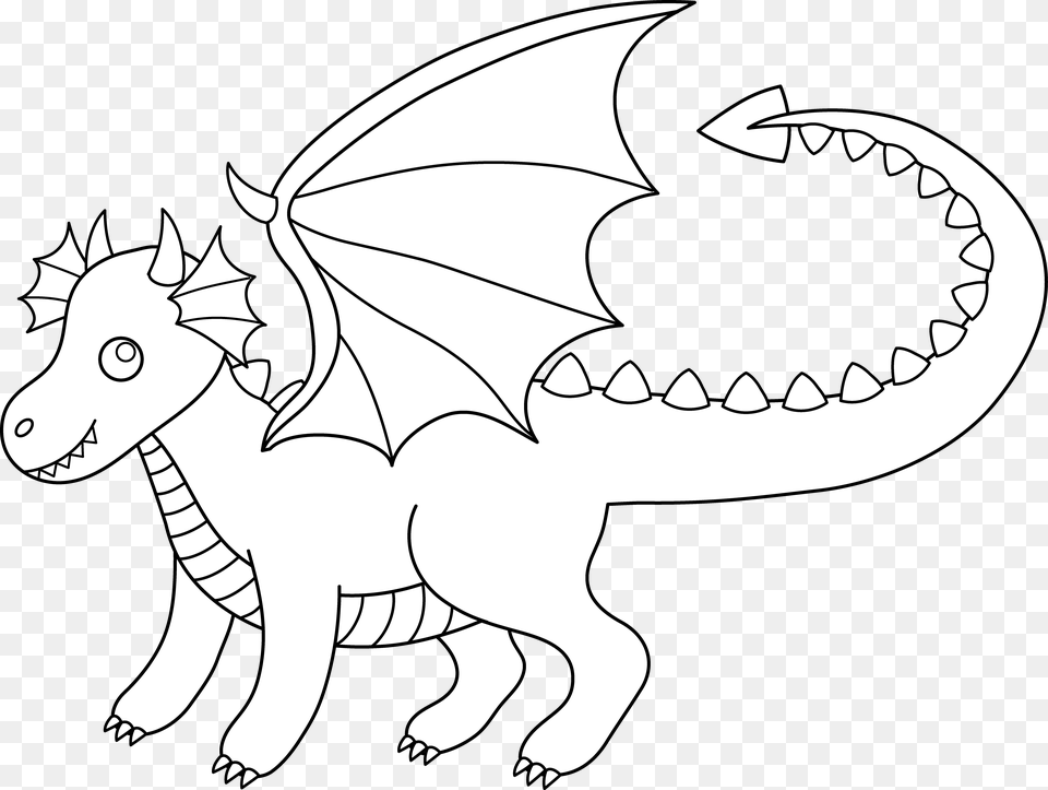 Cute Dragon Clipart Black And White Black Line Art Dragon, Face, Head, Person, Drawing Free Png Download