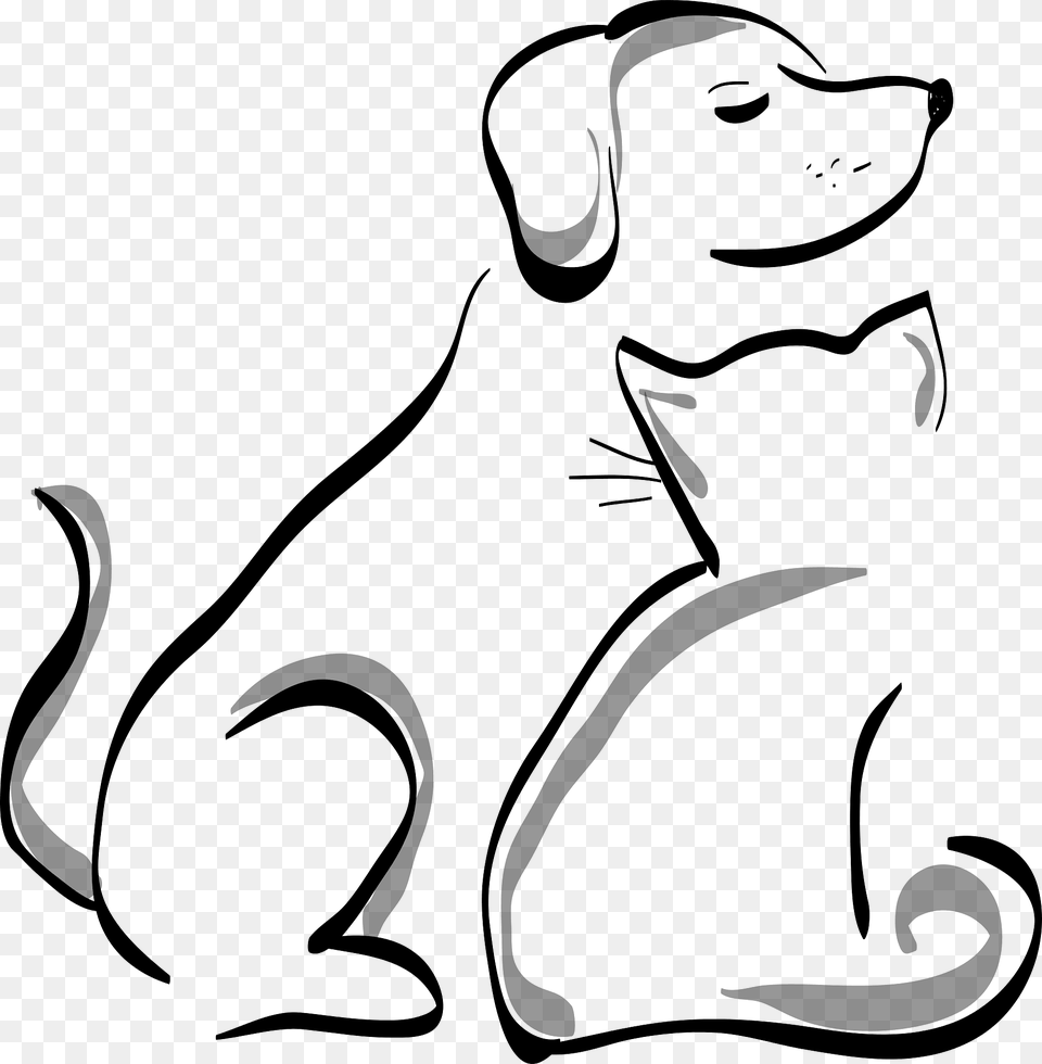 Cute Drawn Cat And Dog Clipart, Animal, Canine, Mammal, Pet Png