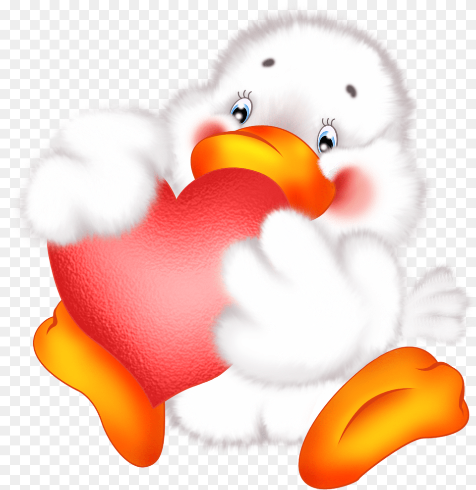 Cute Duck With Heart Cartoon, Plush, Toy Png