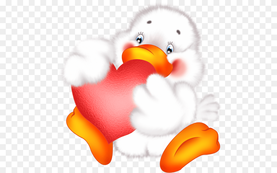 Cute Duck With Heart Cartoon Clipart, Plush, Toy Free Png