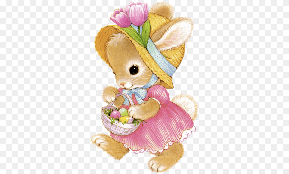 Cute Easter Bunny Girl Clipart Picture Easter Bunny Girl Cartoon, Clothing, Hat, Basket, Egg Free Png Download