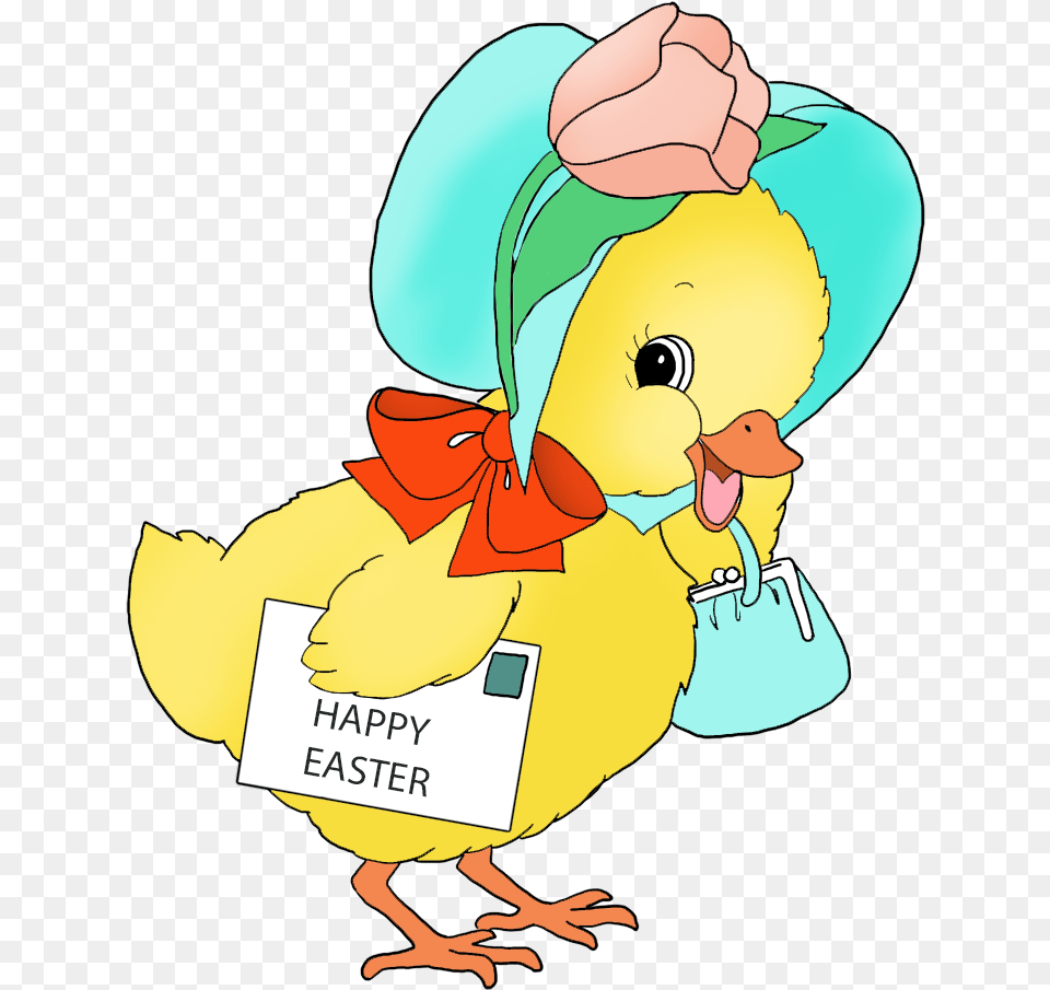 Cute Easter Chicken With Greeting Cute Easter, Baby, Person, Animal, Bird Png Image