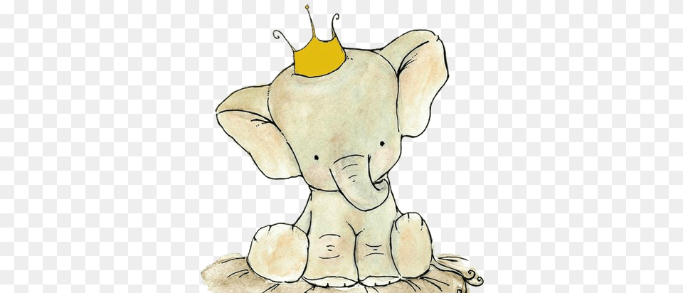 Cute Elephant Drawing Tumblr Cartoon Elephant With Crown, Person, Animal, Wildlife Free Png Download