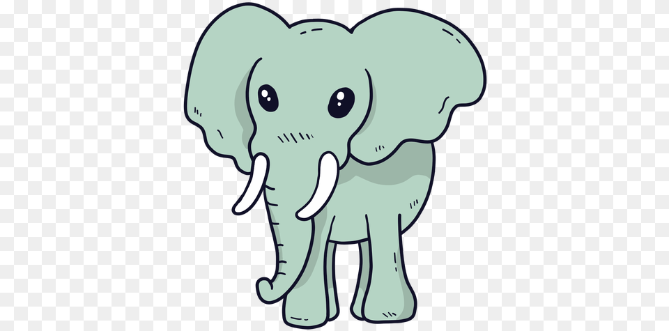 Cute Elephant Ivory Ear Trunk Flat Elephant Drawing, Animal, Mammal, Wildlife, Pig Free Transparent Png