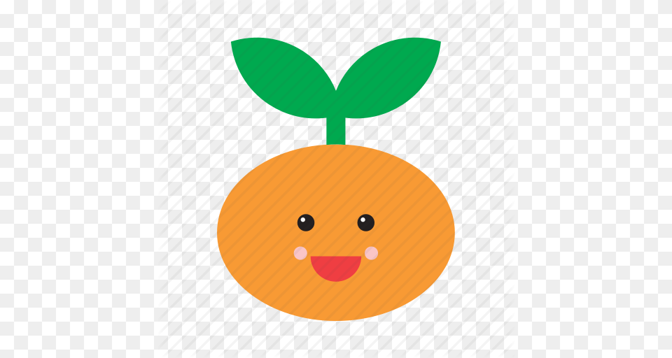 Cute Emoji Emoticon Face Food Fruit Tangerine Icon, Citrus Fruit, Orange, Produce, Plant Free Png