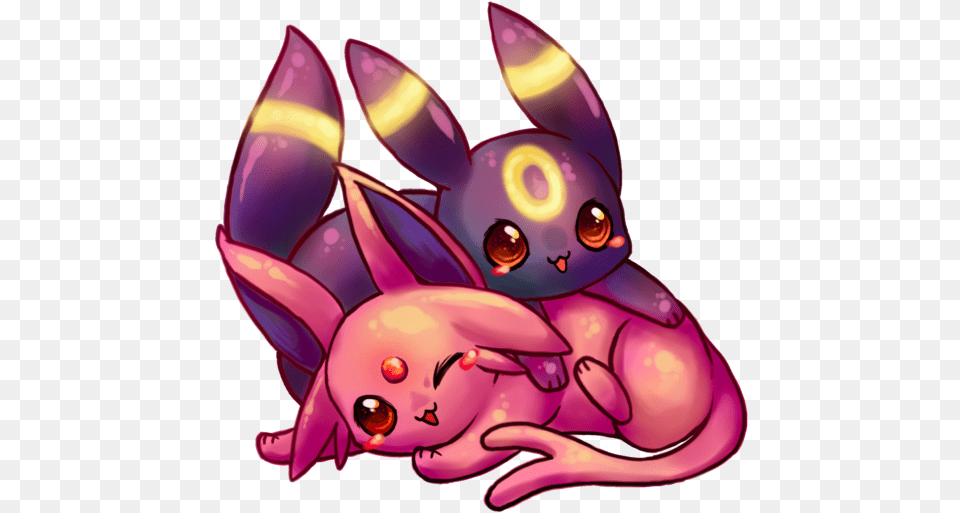 Cute Espeon And Umbreon, Purple Png