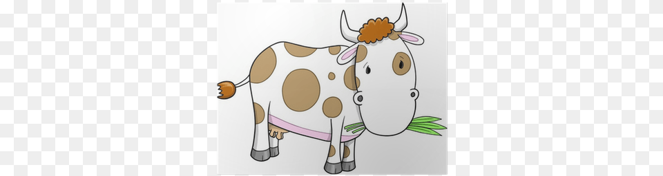 Cute Farm Cow Vector Illustration Art Poster Pixers Cattle, Animal, Livestock, Mammal, Dairy Cow Free Png Download