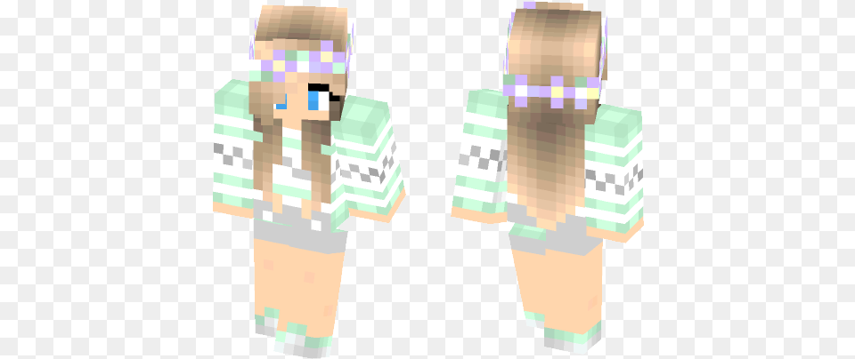 Cute Flower Crown Minecraft Skin For Skin Minecraft Izumi Sagiri, Person, Head, Face, Brick Free Png Download