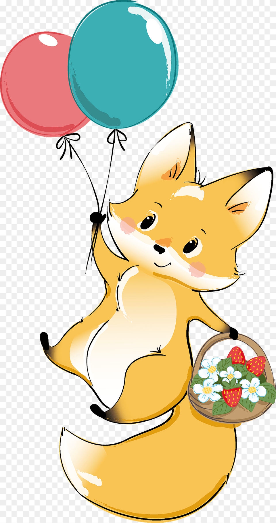 Cute Fox With Balloons Clipart, Balloon, Baby, Person Free Png Download