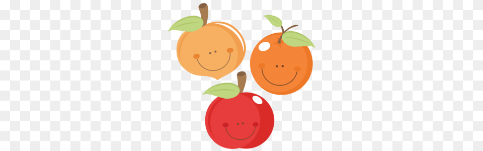 Cute Fruit Peach Apple Orange Scrapbook Cuts Cutting, Food, Plant, Produce, Nature Png Image