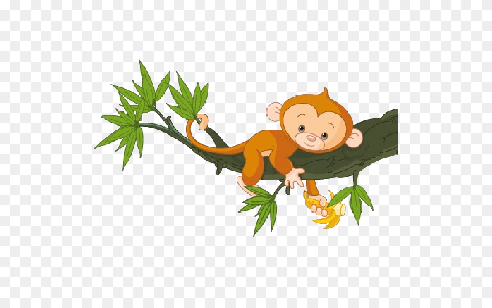 Cute Funny Cartoon Baby Monkey Clip Art Images All Monkey Cartoon, Leaf, Plant, Animal, Dinosaur Free Transparent Png