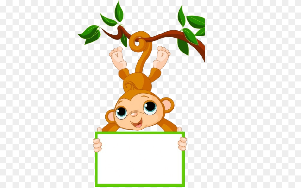 Cute Funny Cartoon Baby Monkey Clip Art Images All Monkey Cartoon, Leaf, Plant Free Png Download