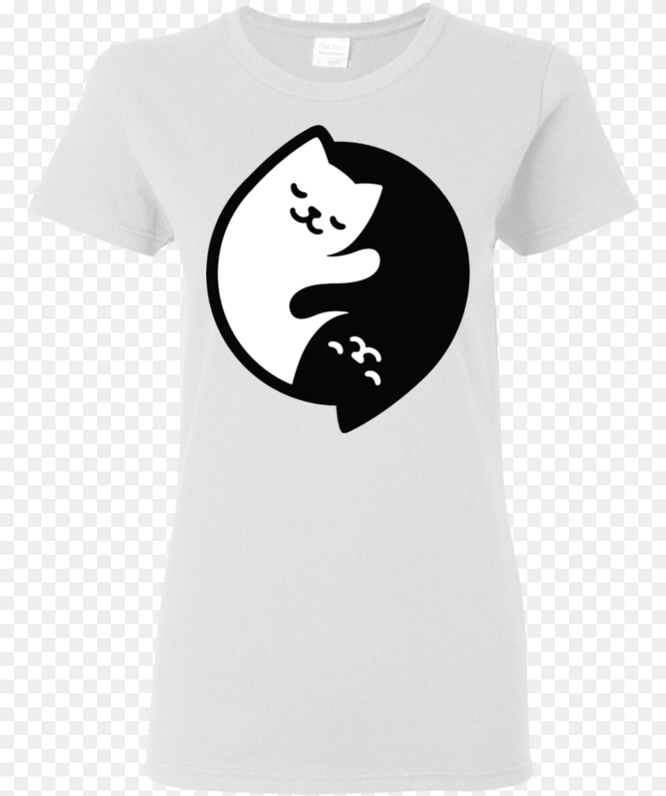 Cute Funny Kawaii Cats Yin Yang T Shirt Women Gift Cartoon, Clothing, T-shirt, Ball, Football Png Image